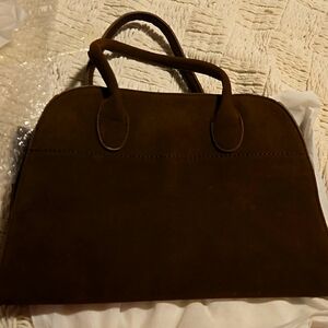 Classic Brown Suede Satchel Handbag